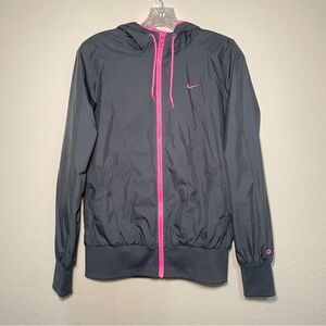 Nike Athletic Dept Hoodie Full Zip Jacket Women's Black‎ Pink Sz M Windbreaker